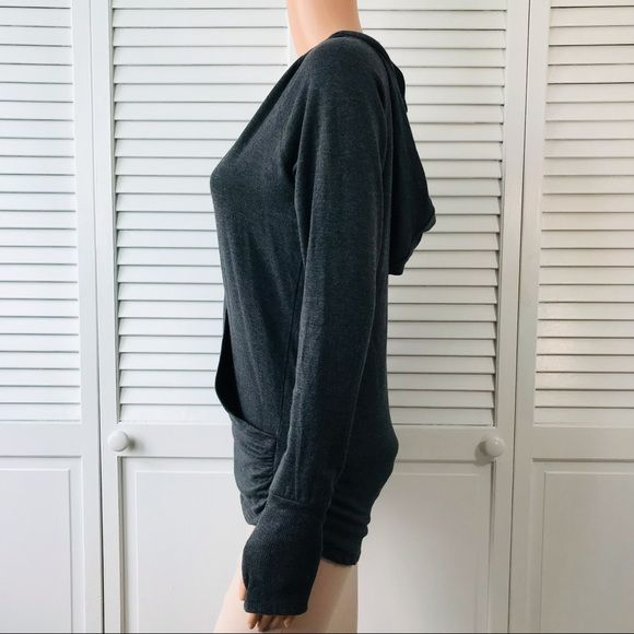 ATHLETA Dark Gray Wrap Front Hoodie Size S