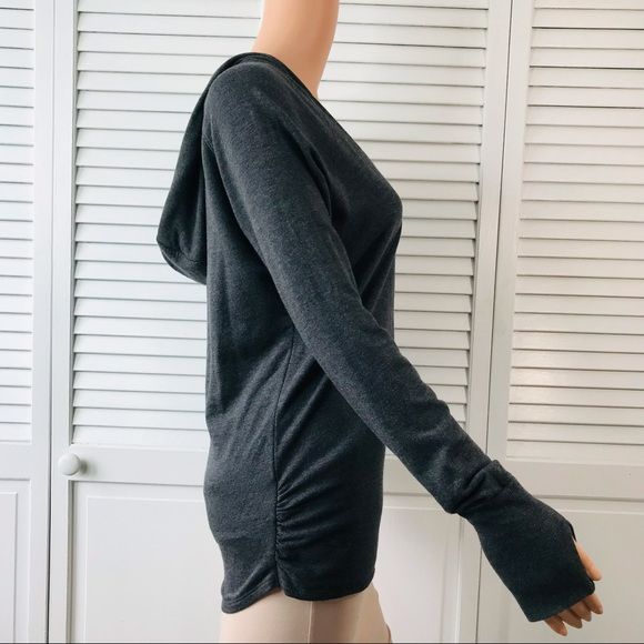 ATHLETA Dark Gray Wrap Front Hoodie Size S