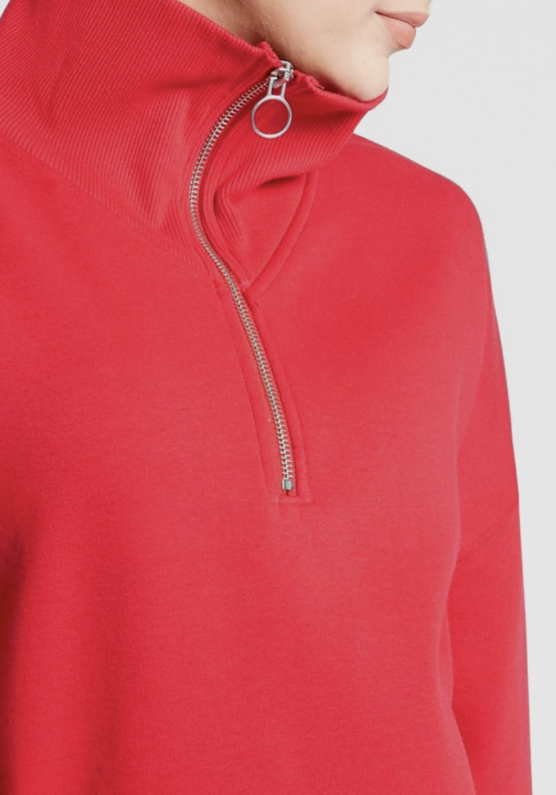 Athleta Red 1/4 Zip Funnel Neck Cozy Karma Sweatshirt