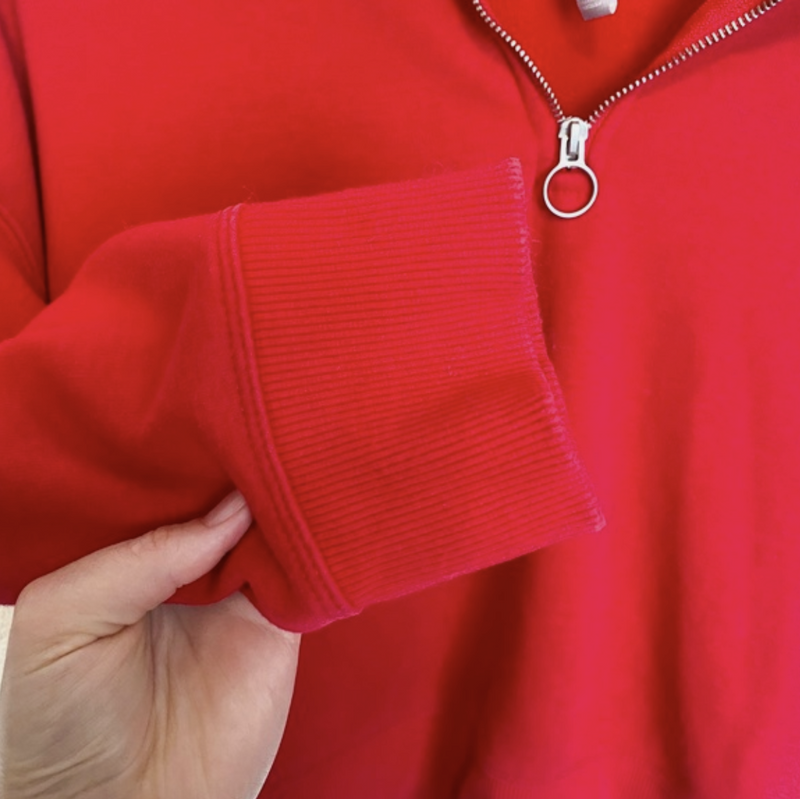 Athleta Red 1/4 Zip Funnel Neck Cozy Karma Sweatshirt