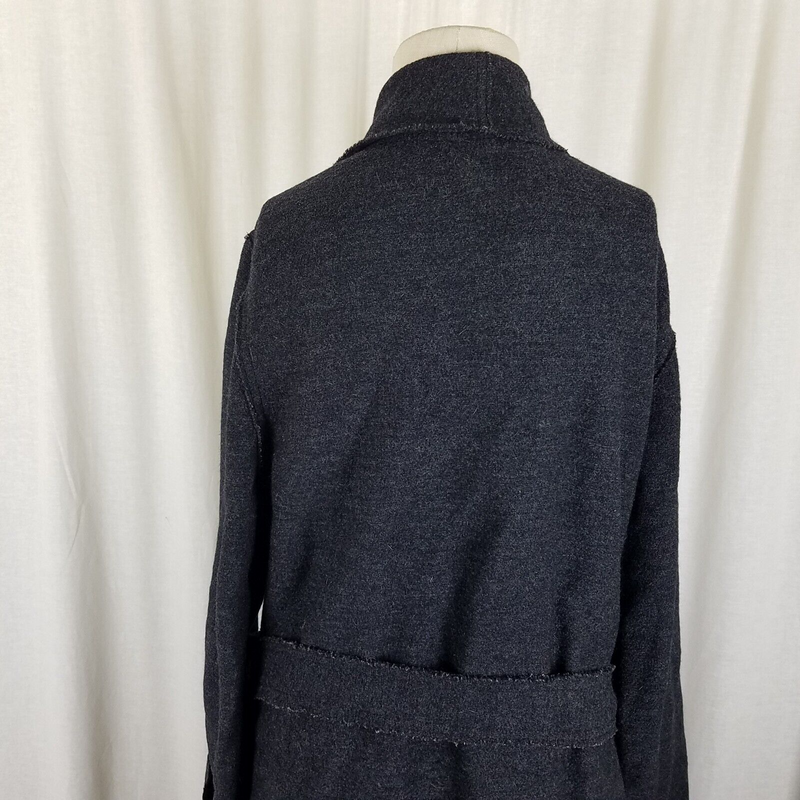 Vintage LL BEAN Oversized Lapel 100% Wool Wrap Coat Jacket Womens L XL Shawl Tie