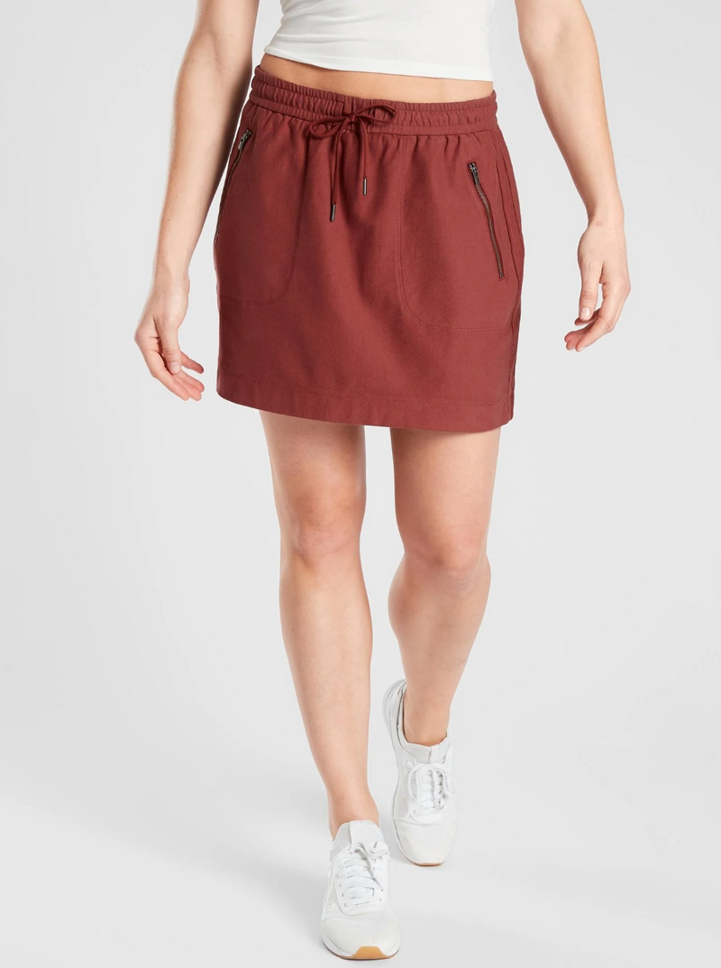 Athleta Red Elastic Waist Zipper Pockets Farallon Skirt