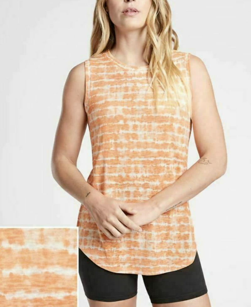 Athleta Warm Sunset Tie-Dye Striped Sleeveless Breezy Top Tank
