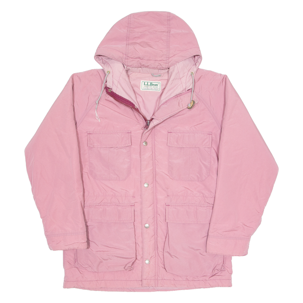 LL BEAN Womens Chore Jacket Pink 90s Hooded M