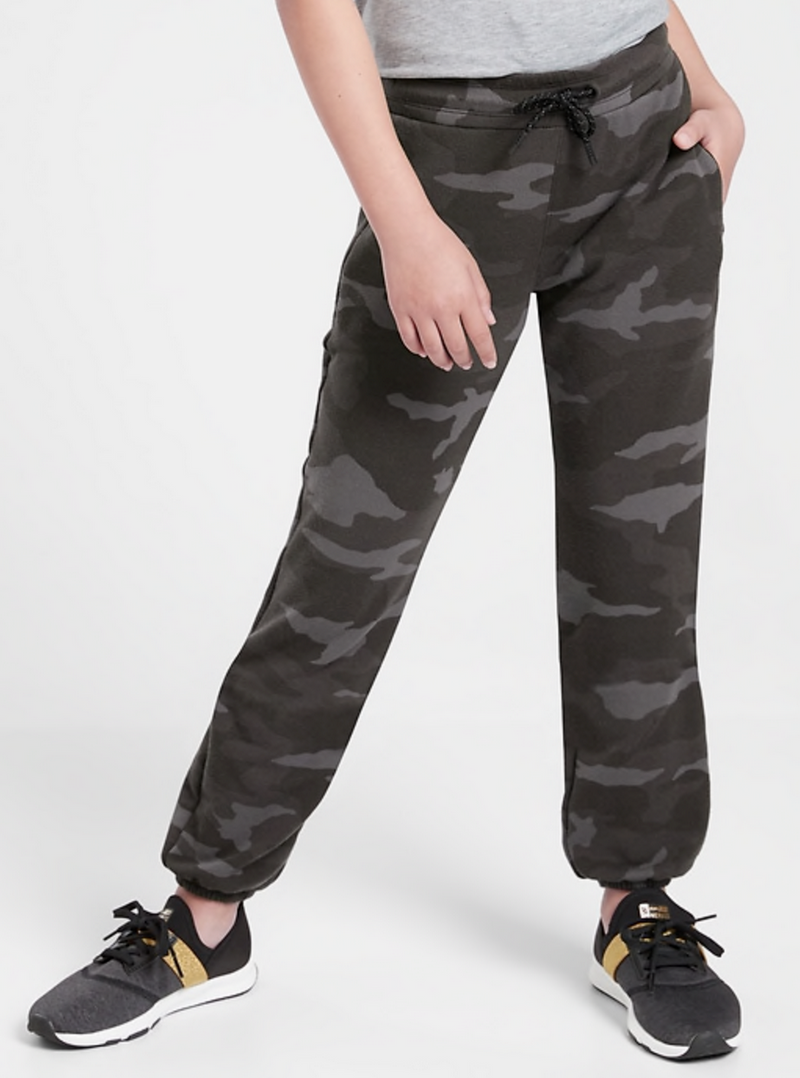 Athleta Girl Takin' It Easy Black Camo Side Zip Pockets Jogger
