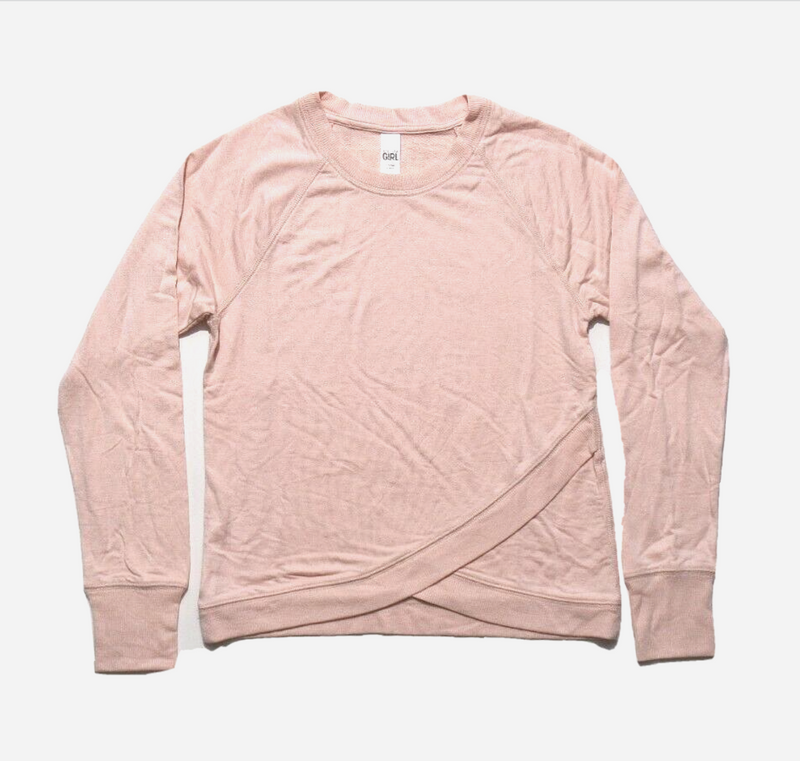 Athleta Girl Pale Pink Long Sleeve Criss Cross My Heart Sweatshirt