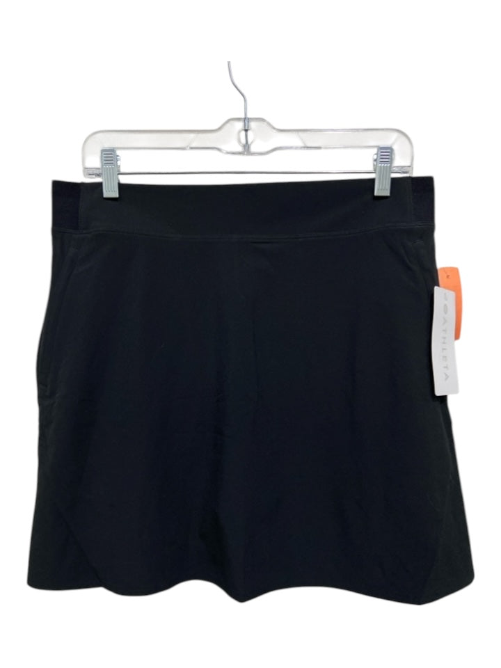 Athleta Size 12 Black Polyester Blend Elastic Waist Zip Pocket Ribbed Skirt