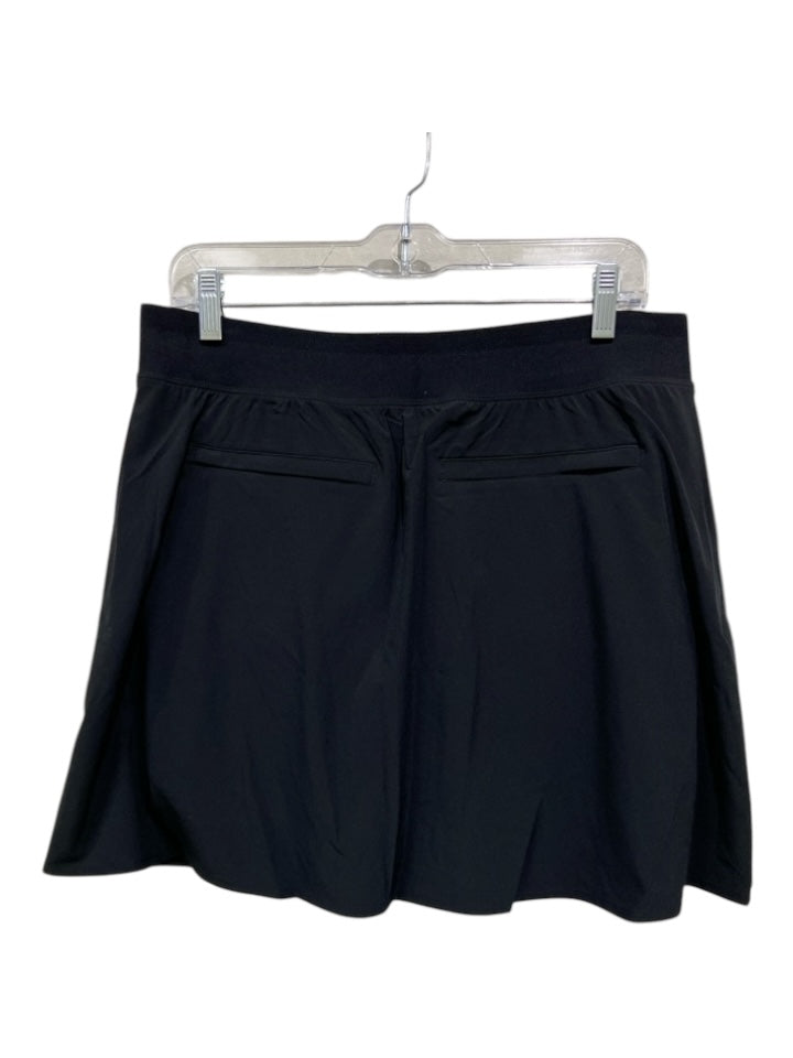 Athleta Size 12 Black Polyester Blend Elastic Waist Zip Pocket Ribbed Skirt