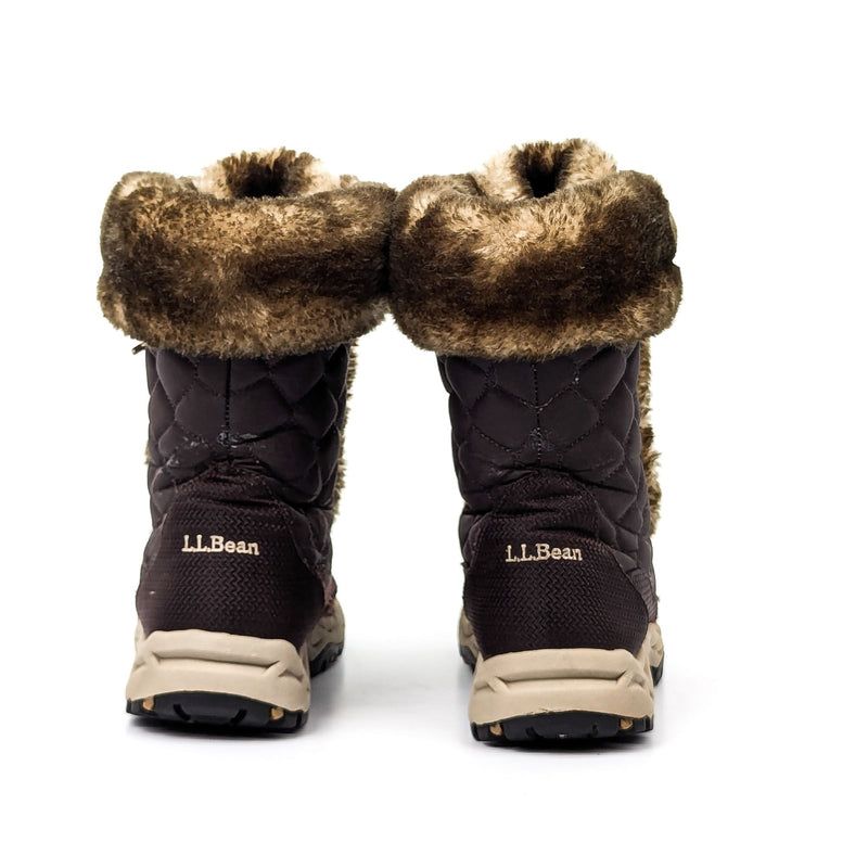 LL Bean Women Quilted Faux Fur Fabric Waterproof Winter Snow Boots size 8