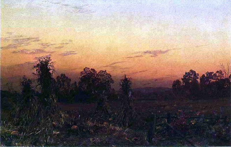 Corn Shocks and Pumpkins by William Trost Richards - Hand Painted Oil Painting