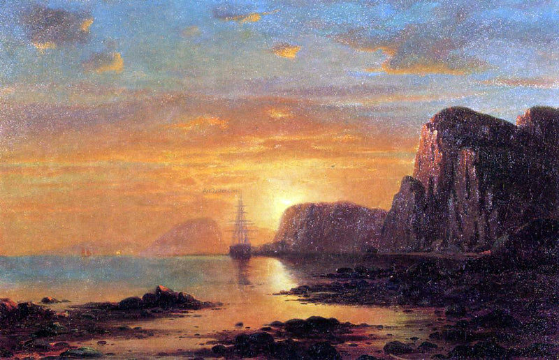 Seascape: Cliffs at Sunset by William Bradford - Hand Painted Oil Painting