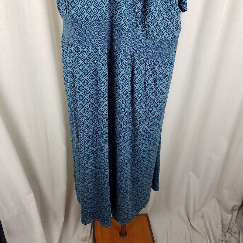 LL Bean Summer Jersey Knit Stretch Faux Wrap Dress Womens 3X Plus Size Teal