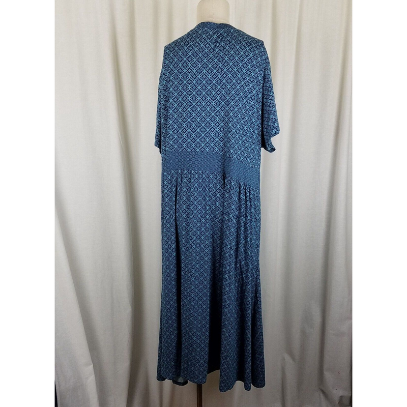 LL Bean Summer Jersey Knit Stretch Faux Wrap Dress Womens 3X Plus Size Teal