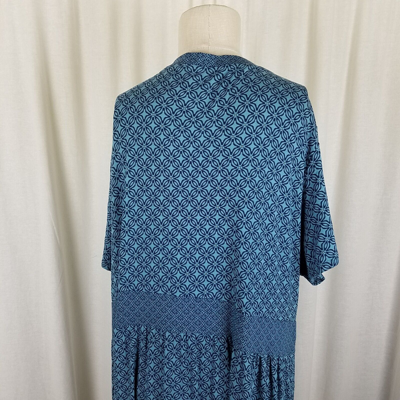 LL Bean Summer Jersey Knit Stretch Faux Wrap Dress Womens 3X Plus Size Teal