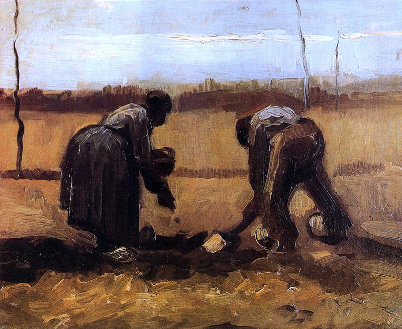 Peasant Man and Woman Planting Potatoes by Vincent Van Gogh - Hand Painted Oil Painting