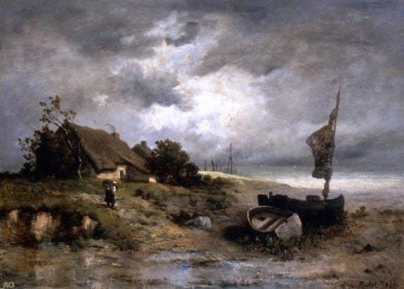 Farm House by the Sea by Leon Richet - Hand Painted Oil Painting