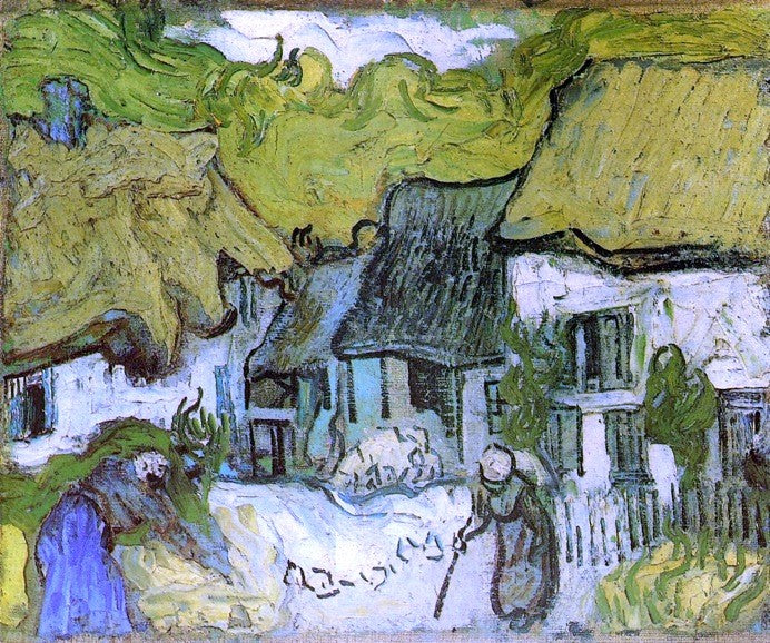 Thatched Cottages in Jorgus by Vincent Van Gogh - Hand Painted Oil Painting