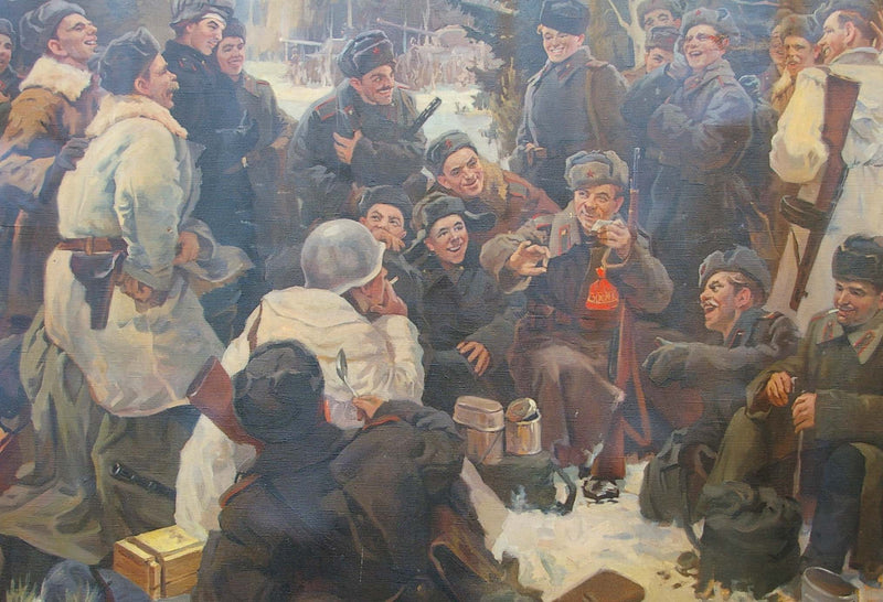 Oil painting Soldiers on vacation Unknown artist