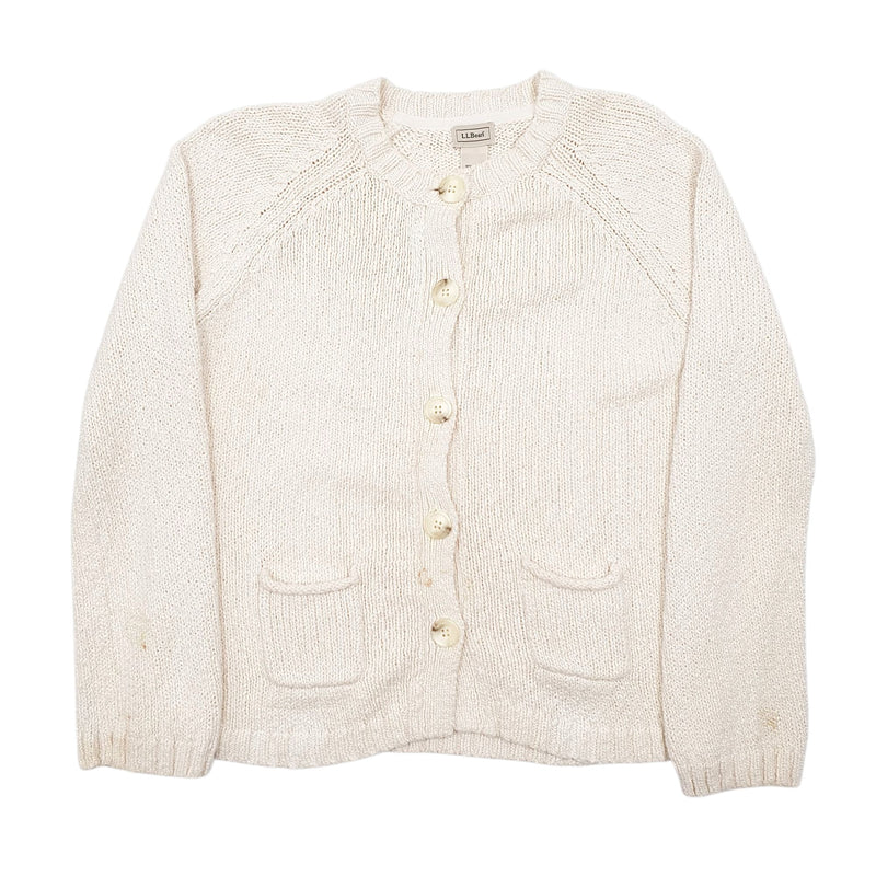 LL Bean Knit Cardigan Cotton Sweatshirt Jumper Womens L