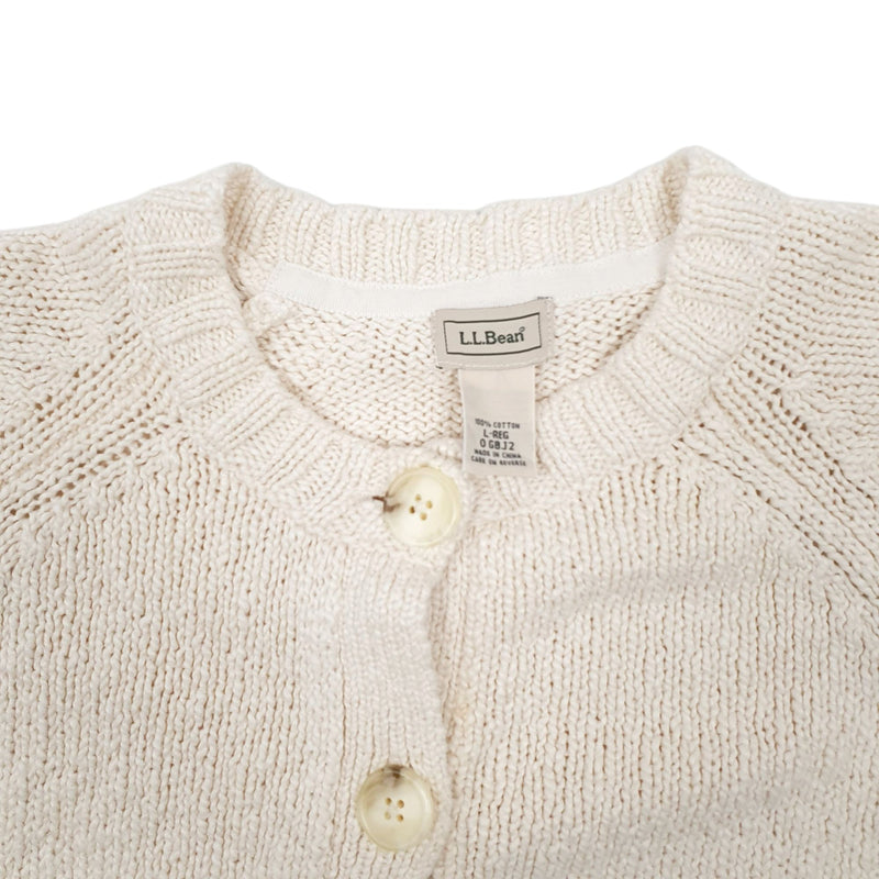 LL Bean Knit Cardigan Cotton Sweatshirt Jumper Womens L