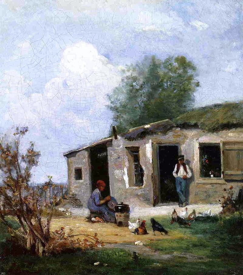 Farmyard in Normandy by Stanislas Lepine - Hand Painted Oil Painting