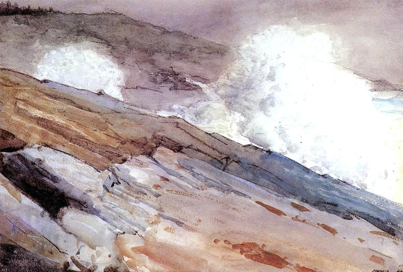 Surf on Cliffs by Winslow Homer - Hand Painted Oil Painting