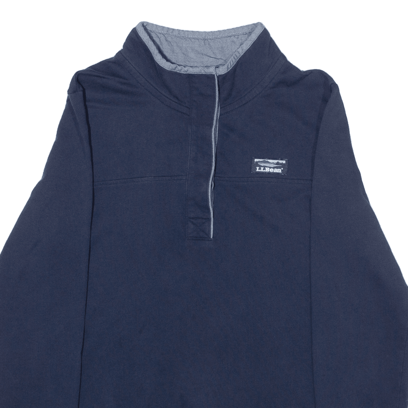 LL BEAN Mens Polo Shirt Blue Long Sleeve S