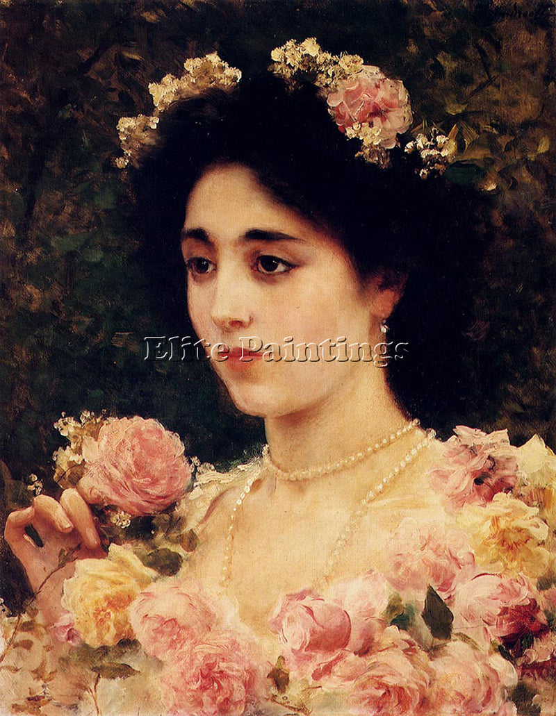 FEDERICO ANDREOTTI THE PINK ROSE ARTIST PAINTING REPRODUCTION HANDMADE OIL REPRO