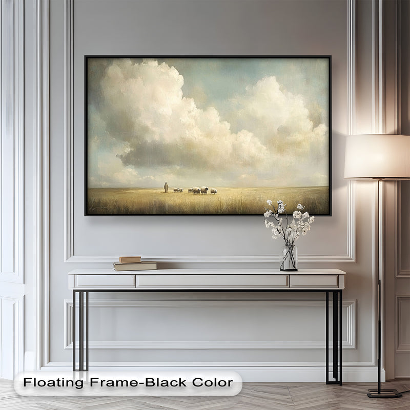 Pastoral Landscape Art – Framed Oil Painting