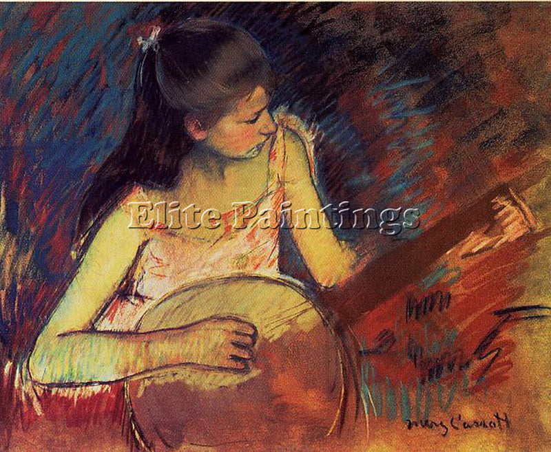 MARY CASSATT GIRL WITH A BANJO ARTIST PAINTING REPRODUCTION HANDMADE OIL CANVAS