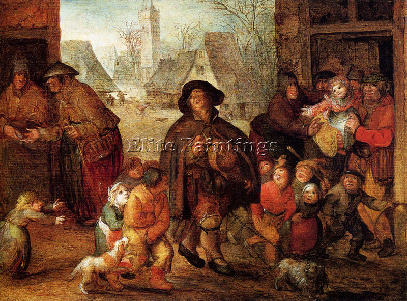 VINCKBOOMS DAVIDTHE BLIND HURDY GURDY PLAYER ARTIST PAINTING HANDMADE OIL CANVAS