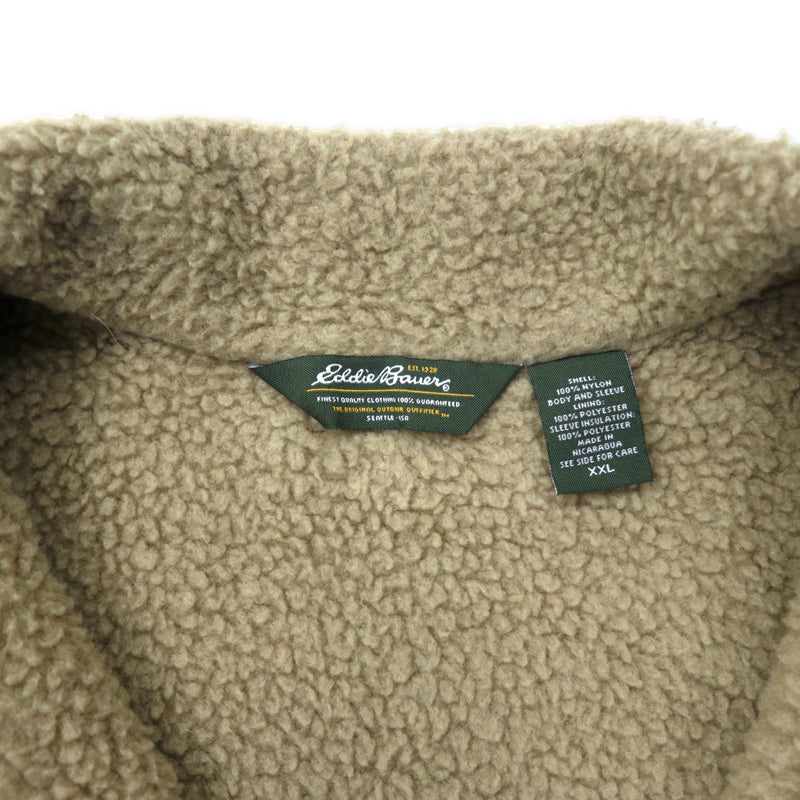 Eddie Bauer ハーフジップ ナイロンジャケット ボアライナー XXL カーキ ビッグサイズ