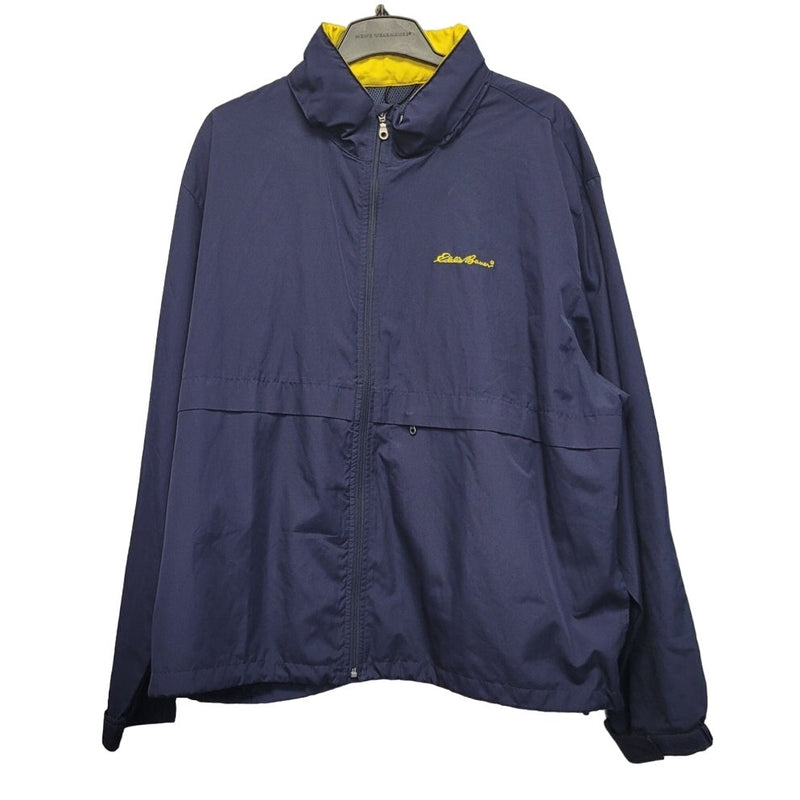 Eddie Bauer Mens XXL Long Sleeve Zip Up Hidden Hood Polyester Windbreaker Jacket