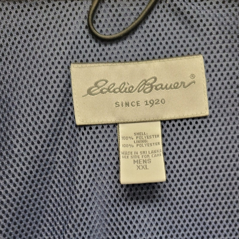 Eddie Bauer Mens XXL Long Sleeve Zip Up Hidden Hood Polyester Windbreaker Jacket