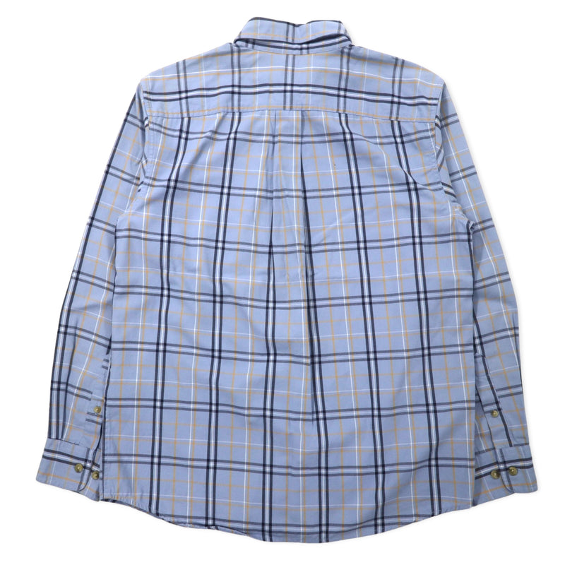 Eddie Bauer ボタンダウンシャツ L ブルー チェック コットン