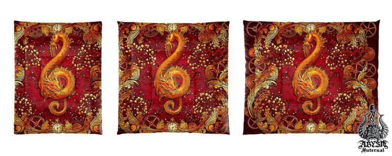 Dragon Bed Cover, Duvet or Comforter, Steampunk Bedding Set, Bedroom Decor, King, Queen & Twin Size - Music Art
