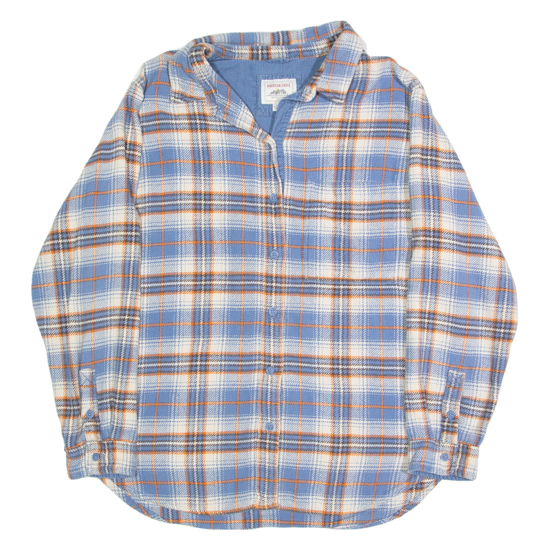 AMERICAN EAGLE Mens Shirt Blue Check Long Sleeve S