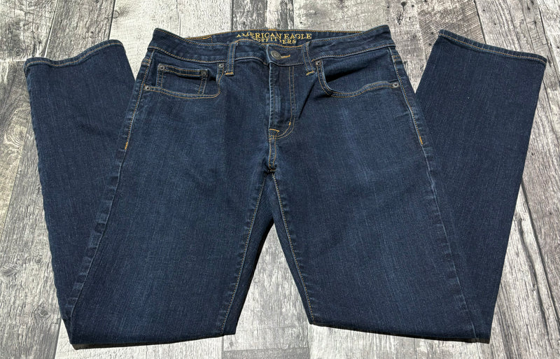 American Eagle dark blue slim straight mid rise jeans - His size 32X32