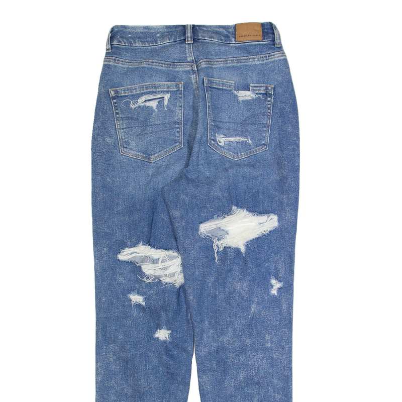 AMERICAN EAGLE Distressed Womens Jeans Blue Regular Mom Stone Wash W26 L28
