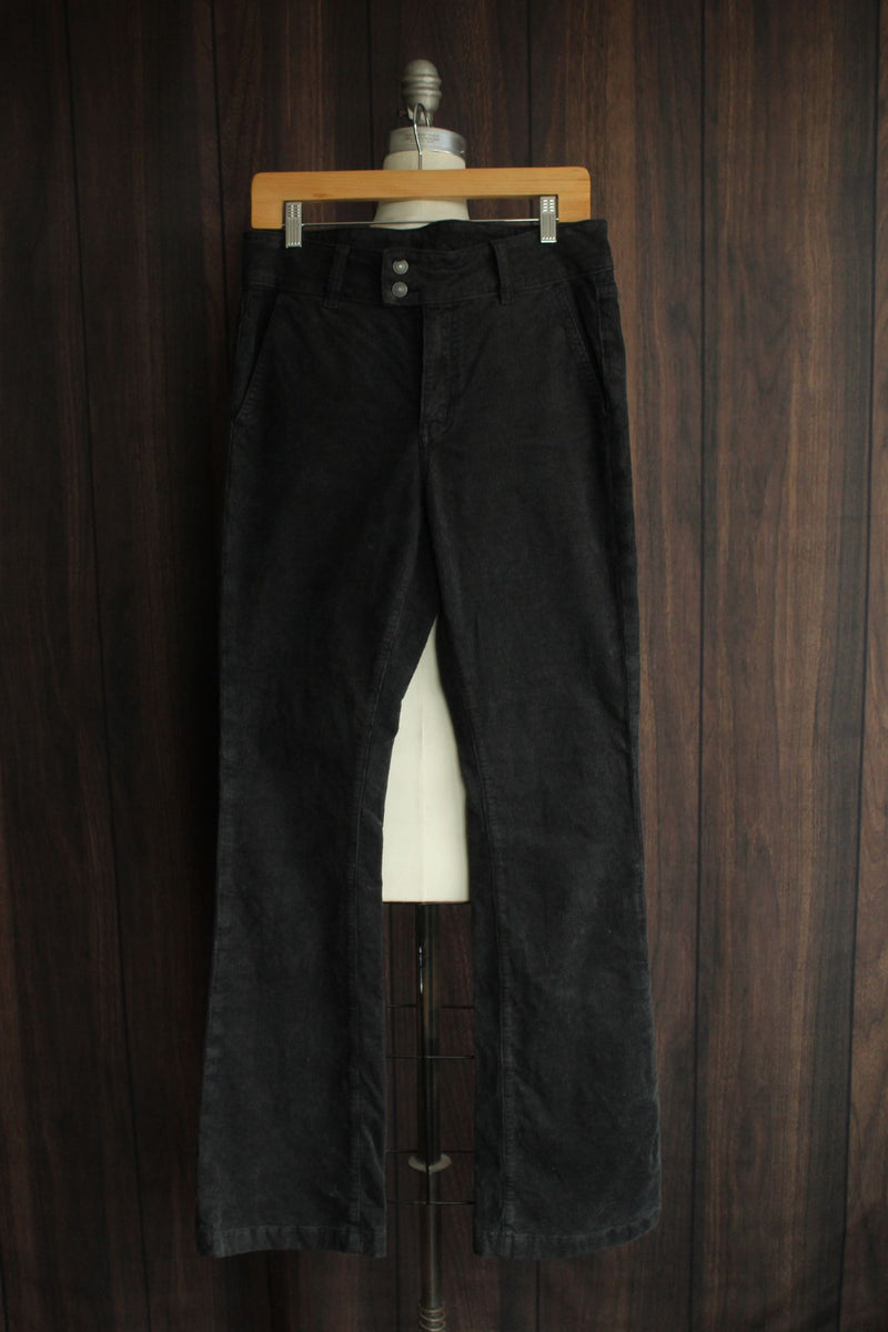 American Eagle Womens Corduroy Pants, Size 8 Long, Black Stretch Kick Boot Cut