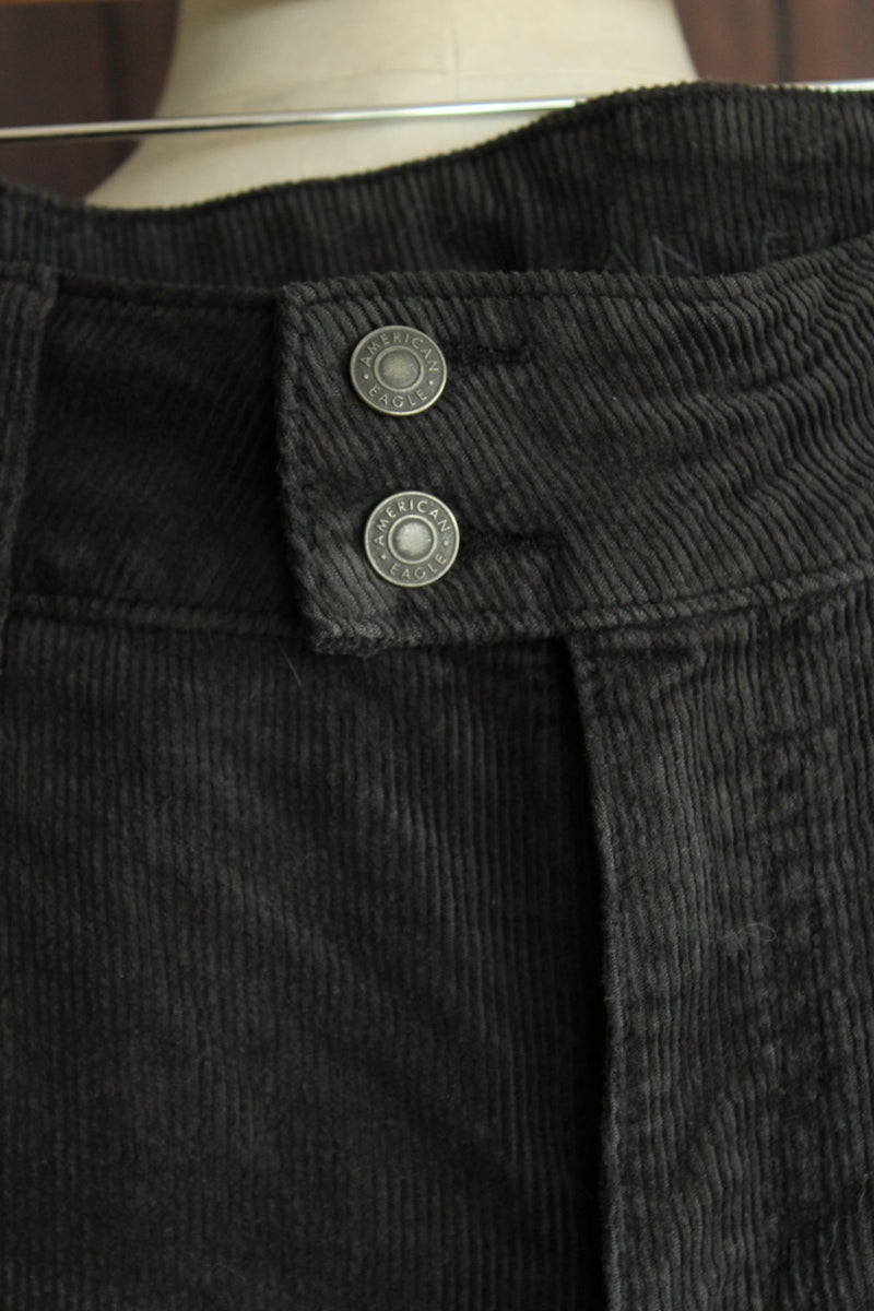 American Eagle Womens Corduroy Pants, Size 8 Long, Black Stretch Kick Boot Cut