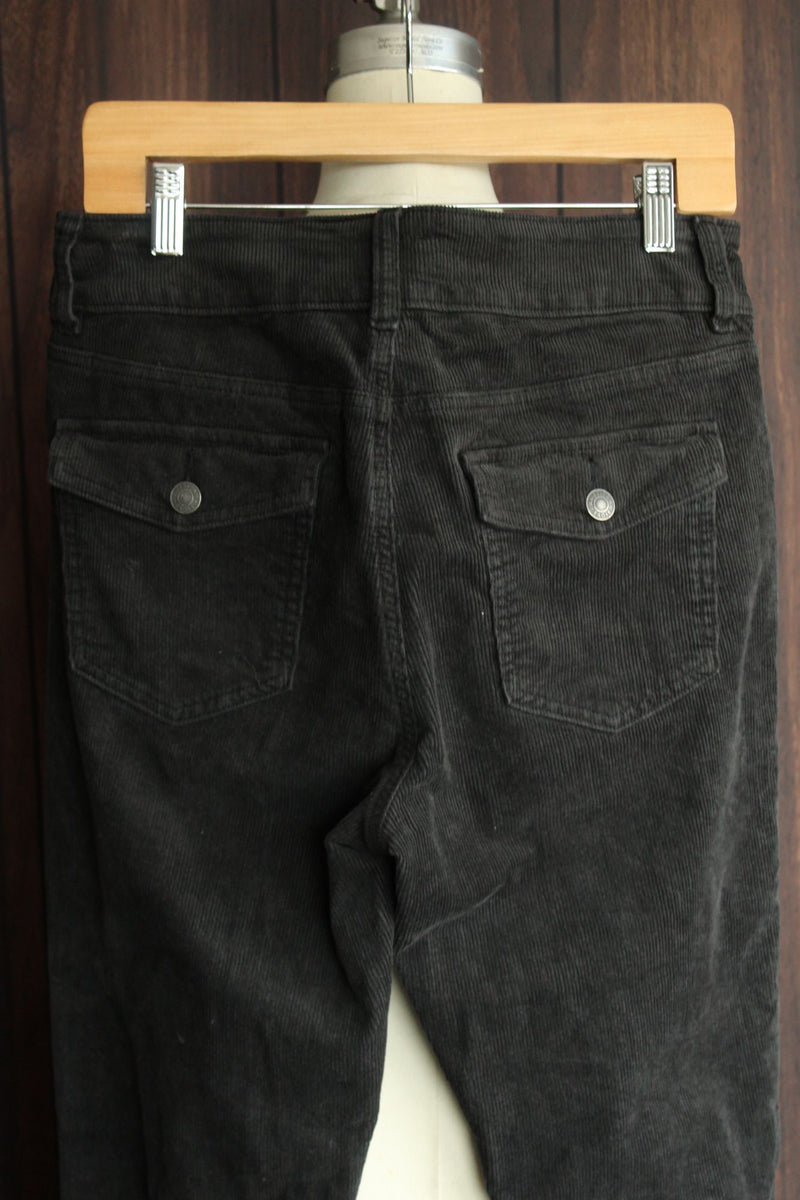 American Eagle Womens Corduroy Pants, Size 8 Long, Black Stretch Kick Boot Cut