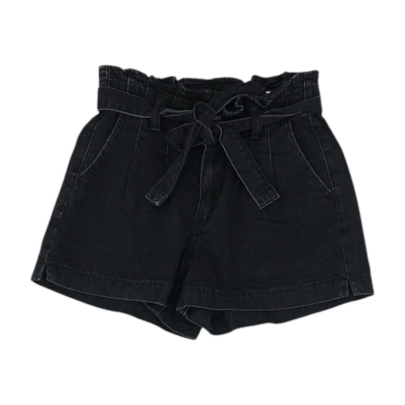 Black Solid Denim Shorts