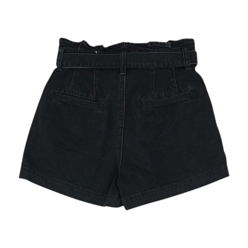 Black Solid Denim Shorts