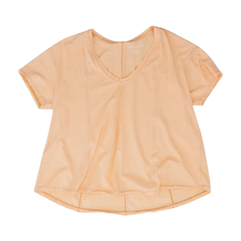 Peach Solid Short Sleeve Blouse