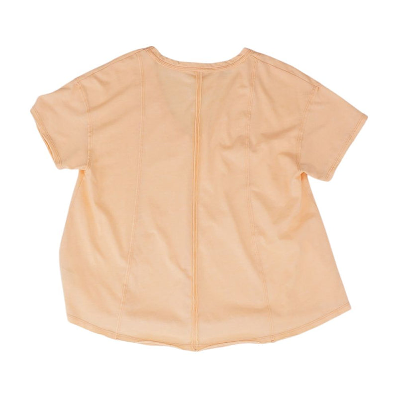 Peach Solid Short Sleeve Blouse