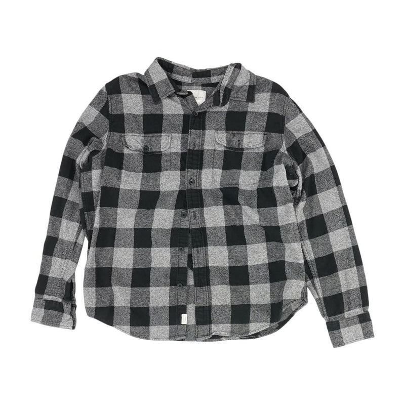 Gray Plaid Flannel Button Down
