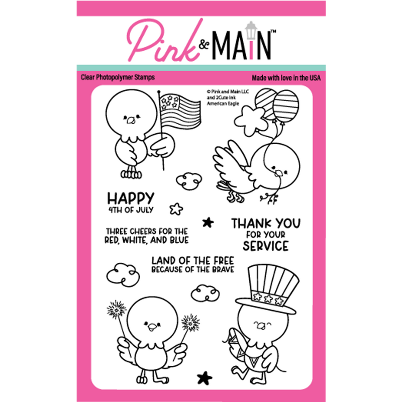 Pink and Main American Eagle Clear Stamps pm0702*