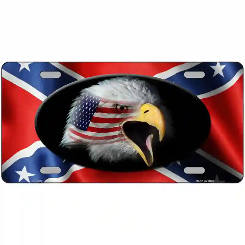 Rebel Flag American Eagle Metal Novelty License Plate