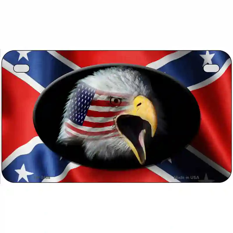 Rebel Flag American Eagle Metal Novelty License Plate